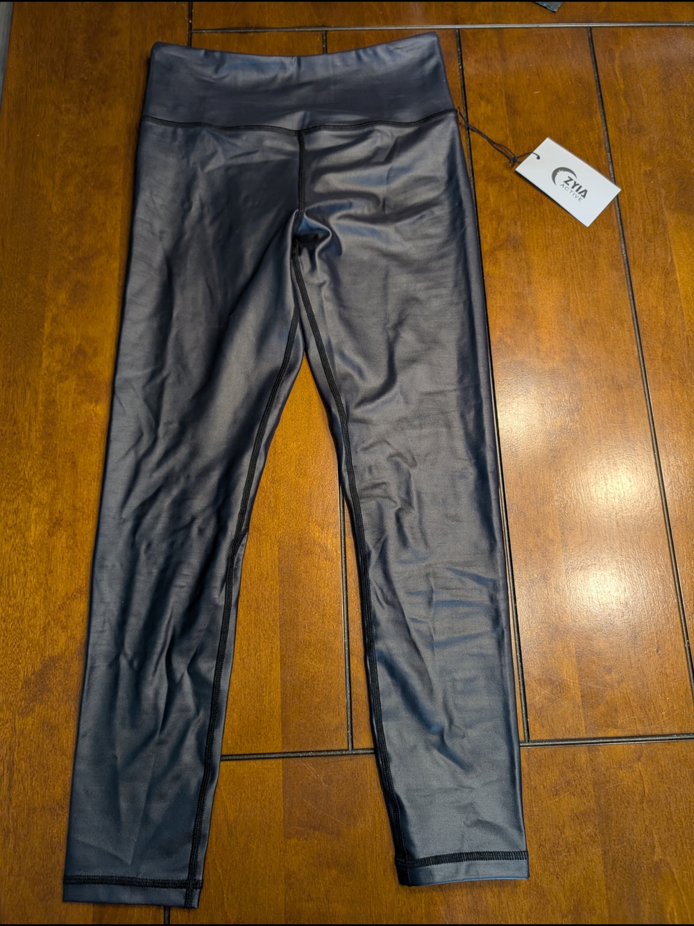 Zyia Active Black Metallic Light N Tight Hi-Rise 7/8 Leggings Size 6-8 NWT